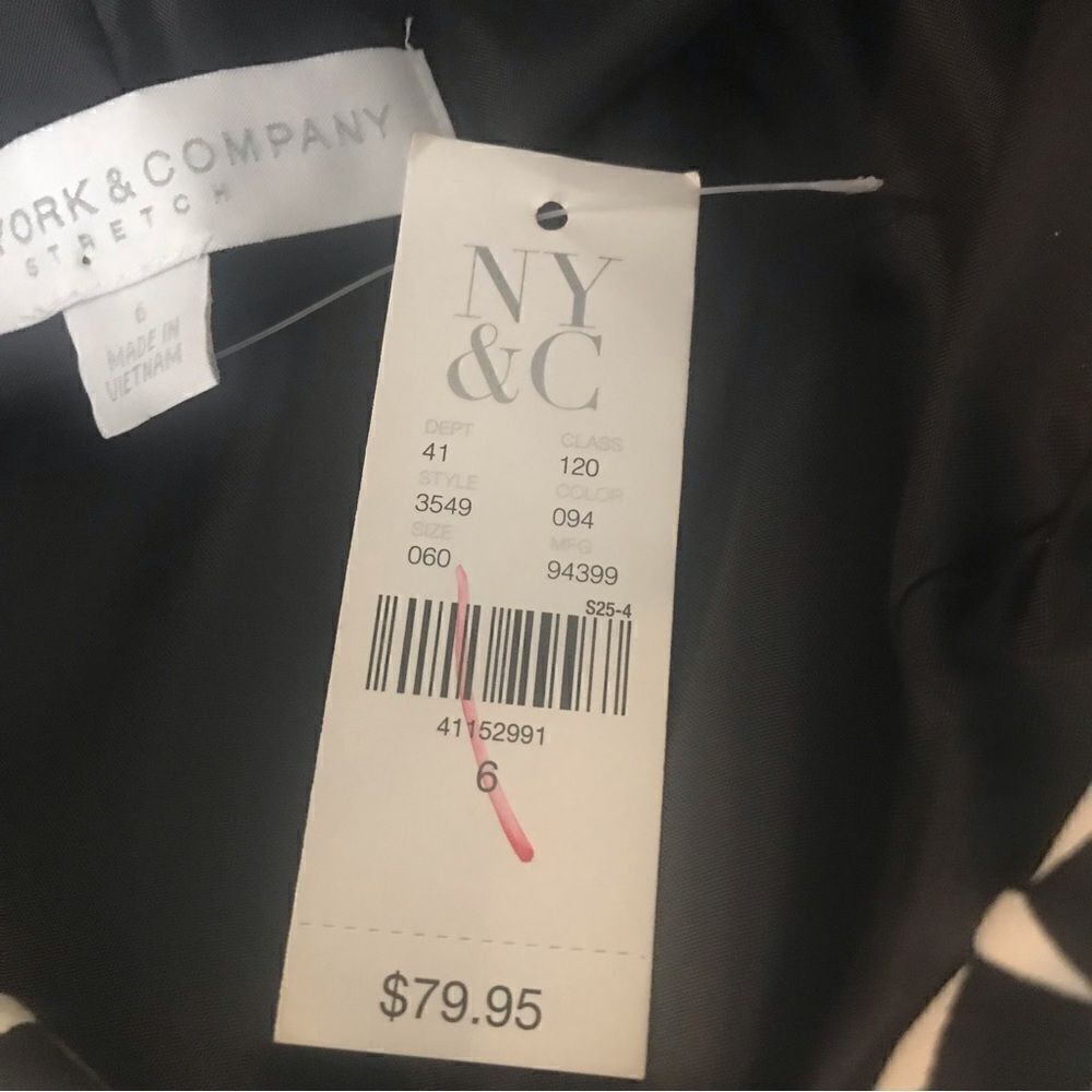 NWT New York & Co Blazer Women’s Size 6 Black & White Cotton Long Sleeve Button - Picture 7 of 8